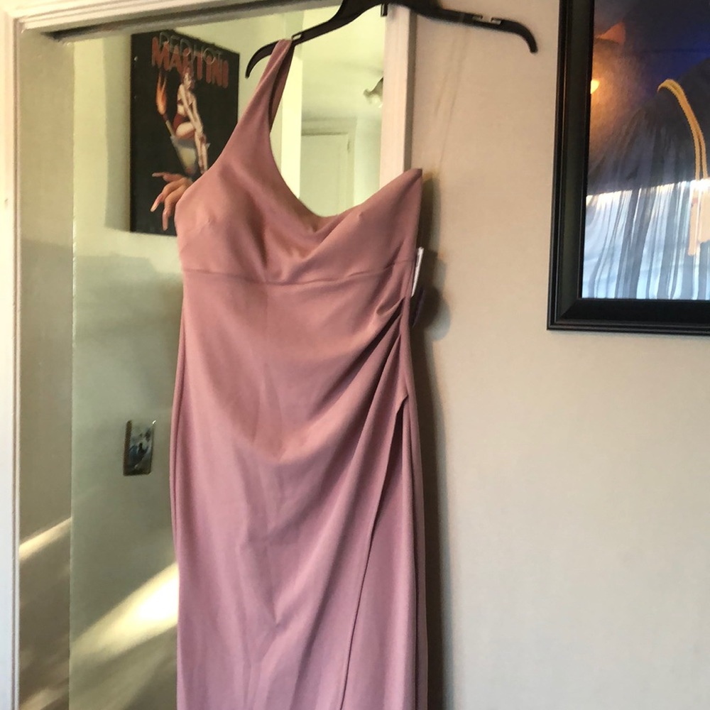 One shoulder mauve special occasion
